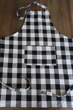 VTG 1990s Now Designs Bib  Apron Chefs Bistro Kitchen Black/White Checkerboard