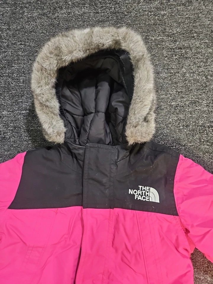 THE NORTH FACE молодежи девочка размер маленький 5 лет с капюшоном полный молнии зимняя куртка пальто - Изображение 2 из 3