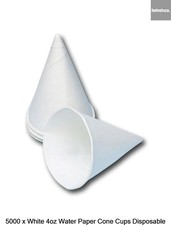 5000 x White 4oz Water Paper Cone Cups Disposable Coolers Biodegradable