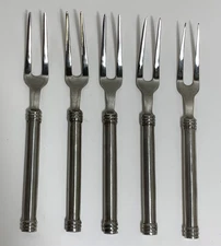 Endurance 18/10 Stainless Lot of 5 Cocktail Pickel Fork Round Handle Heavy