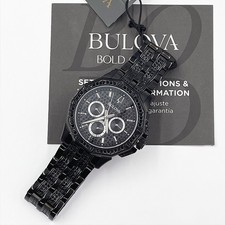 Orologio Bulova Uomo Nuovo 96C134 Cristallo Ottava Quarzo Argento Quadrante Nero 41,5mm
