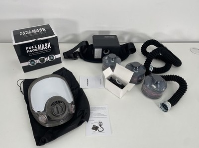 sykua Full Face Air Fed Survival Mask 3 Pack Powered Air Supply Purifying NEU