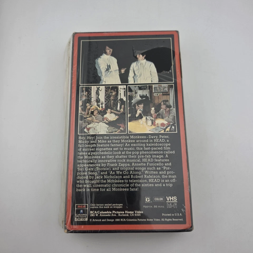 The Monkees Head - VHS - 1986 - Side Load - Shrink - Frank Zappa, Jack Nicholson - Image 2 of 4