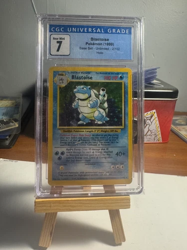 Blastoise Base Set 2/102 Unlimited Holo Rare Pokemon Graded Slab CGC 7 Near Mint