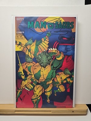 Manosaurs #1 (1993) Entity Comics Dinos B&W Foil Title - NM