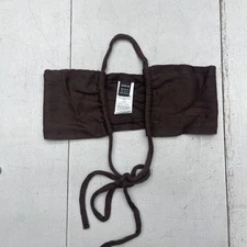 SHEIN Tube Top Womens XS Brown Ribbed Bandeau Halter Tie Back Crop Top