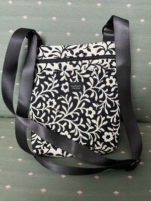 Madison Handbags Women's Adjustable Crossbody Black and White Tapestry