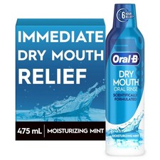Oral-B Dry Mouth Oral Rinse Mouthwash, 16 Fl Oz Pack of 1 , Blue