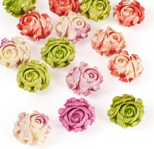 15Pcs Rose Flower Beads Valentine Rose Dyed Synthetic Coral Beads Colorful Flora
