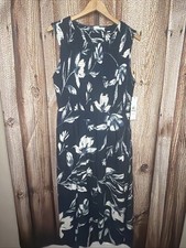 Calvin Klein Women's Sleeveless Floral Smocked Midi Dress Size 12 Side Pockets