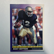 1991 Score Ricky Watters #575 Notre Dame Rookie Base Set NCAA Football Card. rookie card picture