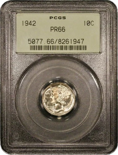 1942 Proof Mercury Silver Dime PCGS PR66 OGH green Label Coin - C31