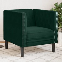 Chesterfield Sessel Samt DunkelgrüN Vintage Wohnzimmer Retro