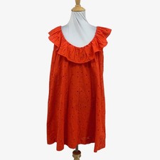 Ann Taylor Dress Women XSP ExtraSmall Petite Eyelet Ruffle Neck Back Tie Lined