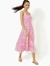 NWT Lilly Pulitzer Calina Conch Shell Pink Flamingle Garden Linen Dress Size 10