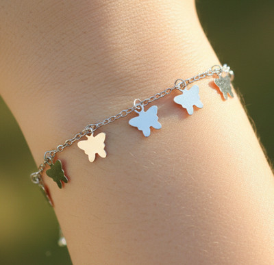 Elegant Silver Color Butterfly Bracelet Silver Plated Designer Bracelet