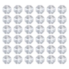 40 Pack K9 Crystal Octagon Beads 2 Holes Pendants 16mm Clear