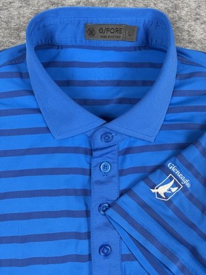 G/Fore Polo Shirt Mens L Cobalt Blue Large Striped Performance Gleneagles CC