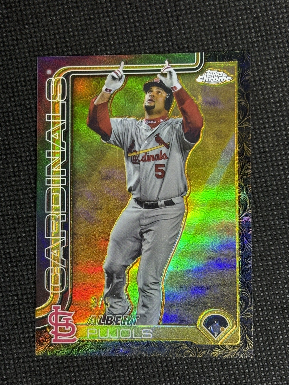 2023 Topps Chrome Gilded Collection Albert Pujols 3/5 #199 Gold Etched Refractor