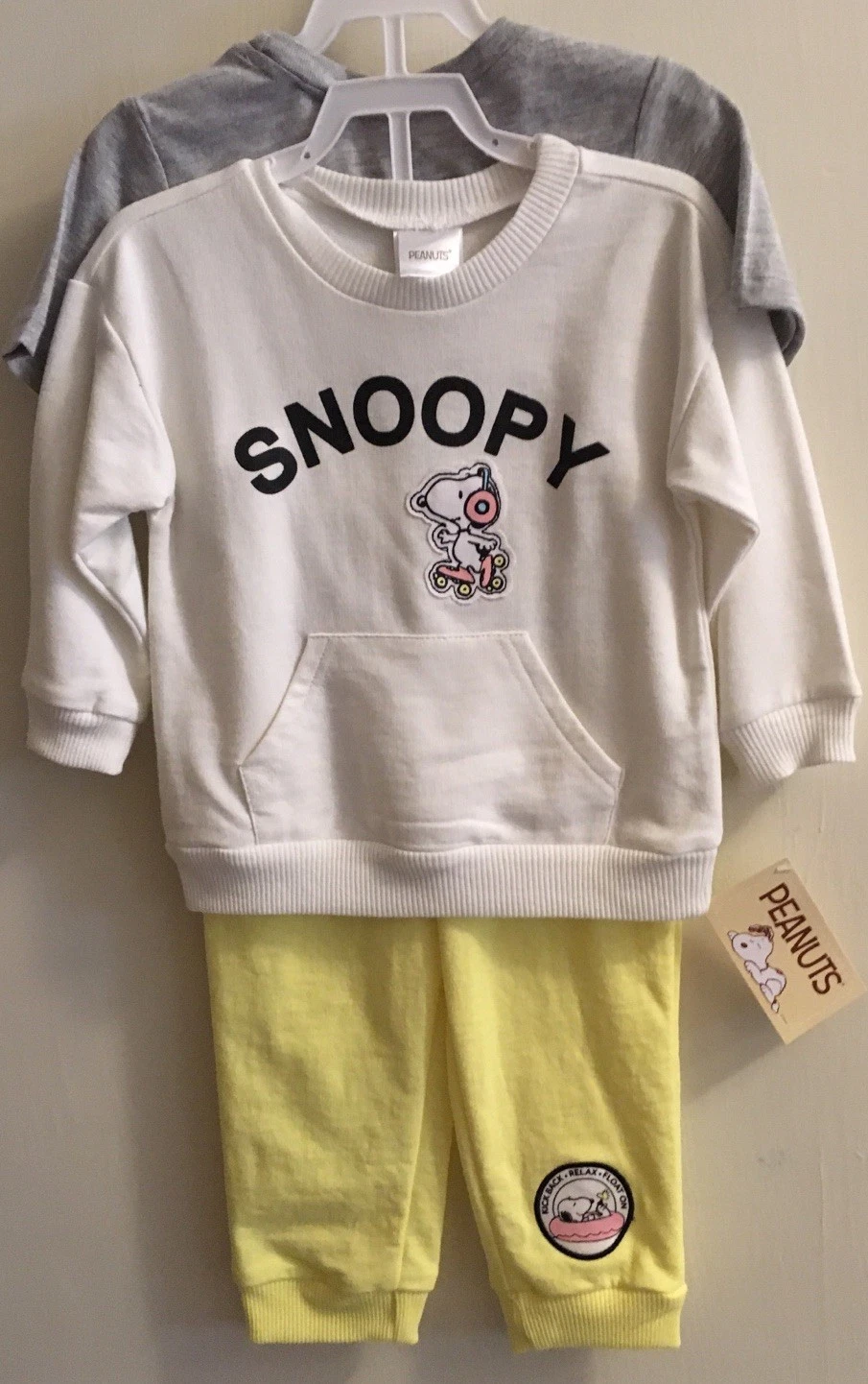 PEANUTS 3 PC SNOOPY TODDLER SWEATSUIT Pants Sweatshirt T-shirt Size 18M NWT