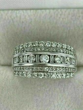 3Ct Round Cut Lab Created Diamond Cluster Engagement Ring 14K White Gold Plated