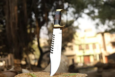 18" Handmade D2 Steel Bowie Knife with Leather Handle  Sheath  Outdoor Gift