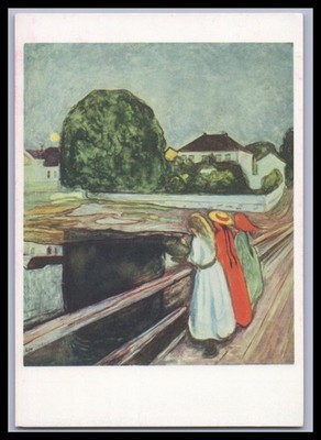 Postcard Art / Eduard Munch - Girl on the Bridge