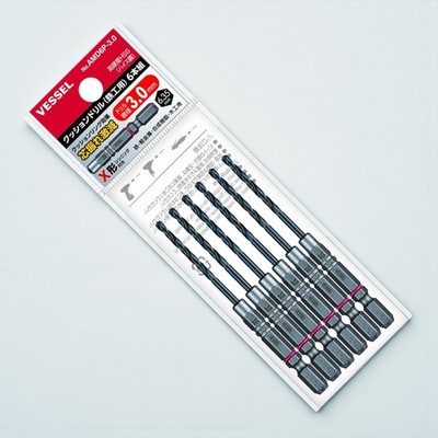 VESSEL AMD6P-3.0 Cushion Drill Bit Set 3.0mm 6pcs HSS Metal 6.35mm Hex Shank