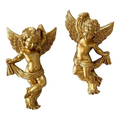 Harz Angel Wall Skulpturen Entzückende Engelsfigur Wand Schmuck J6L96830
