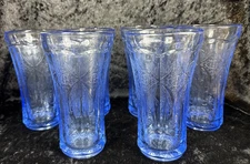 Indiana Glass Recollection Blue Depression Glass Iced Tea Glasses~~Set of 6
