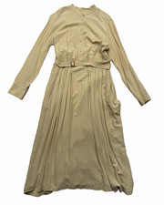 Uniqlo x Ines De La Pressage Printed Rayon Belted Shirt Dress Beige Size M