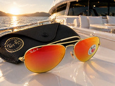 Ray-Ban RB3025 112/4D Aviator Gold Frame Polarized Orange Mirror Sunglasses 58