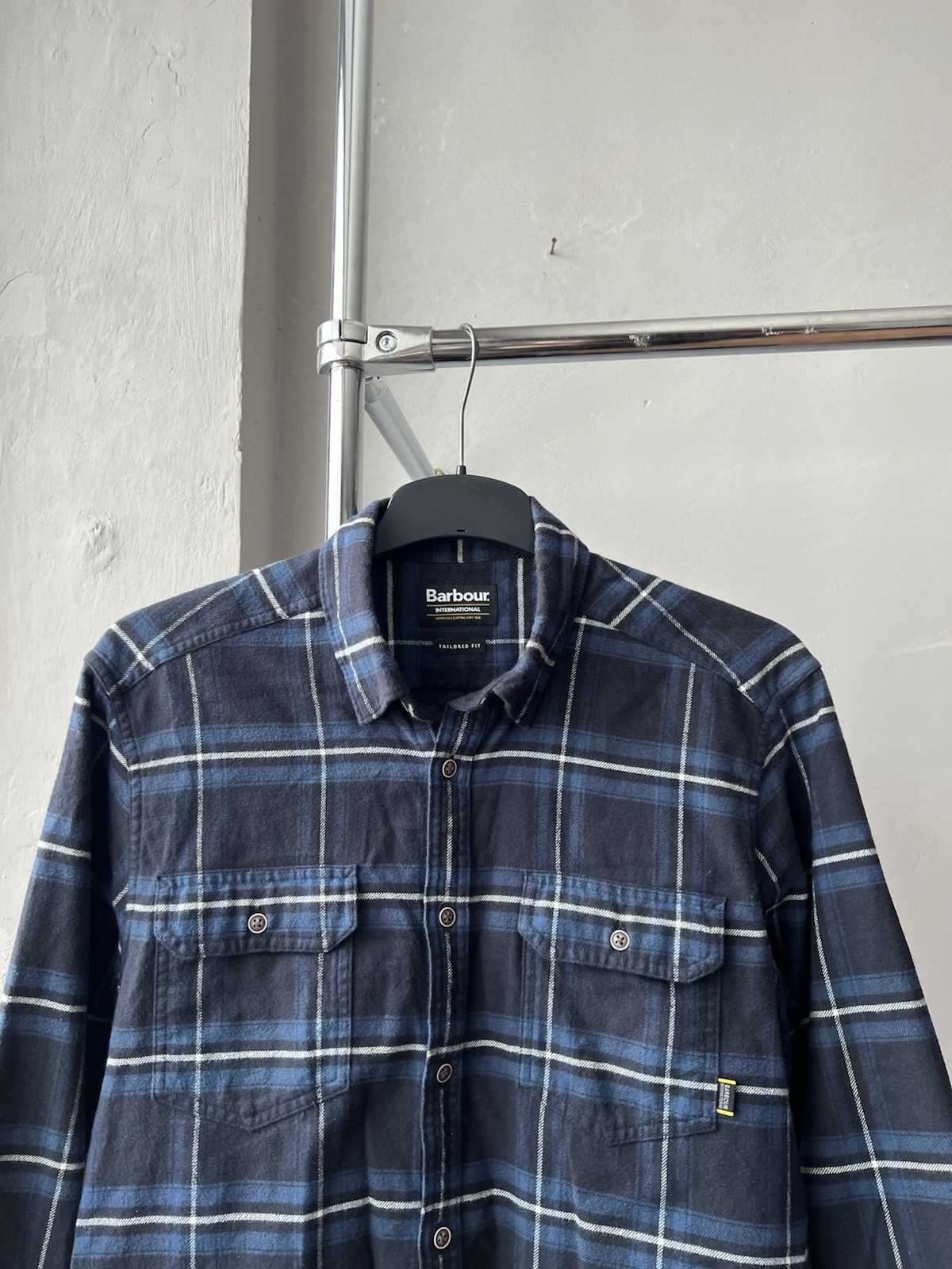 BARBOUR INTERNATIONAL ENGLAND FLANNEL CASUAL PLAID BUTTON SHIRT ICONS SIZE L MEN image 5