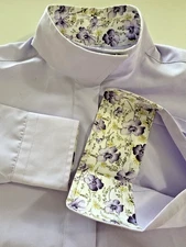 ESSEX CLASSICS Girls Show Shirt 10 Purple Lavender Flowers Snap Collar Coolmax
