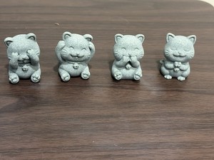 Yixing Carving Lot. Kitty Cat See No Evil Speak No Evil Hear And Think. 