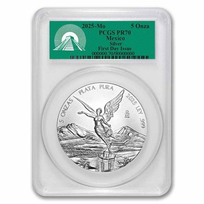 2025 Mexico 5 oz Silver Libertad PR-70 PCGS (First Day Issue) | eBay