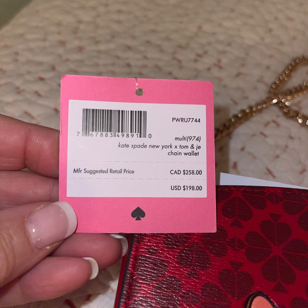 Kate Spade Tom & Jerry Cat Mouse Chain Wallet Red Crossbody Clutch Purse  for sale online | eBay