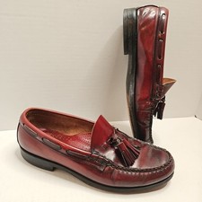 G.H. Bass Weejuns Slip On Leather Loafers With Tassels Burgundy Men  s 8