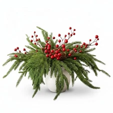 5 Bundles Christmas Norfolk Pine Stems Picks 16 Inch Lush Norfolk Pine Branch...