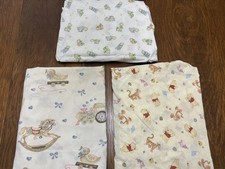 Lot of 3 Vintage Baby Crib Sheets - Bears, Pooh , Rocking Horse No Stains VGUC