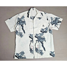 Vintage FUBU USA Made Silk Button Shirt Peach Blossom Print Mens M 90s Hip Hop