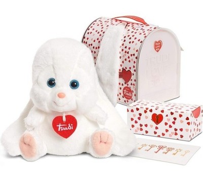 Just Play Premium Italian Designed Trudi Love Box 6.3-inch White Rabbit Plush