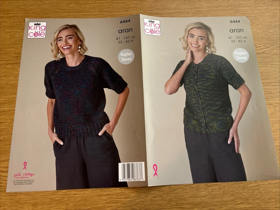 King Cole Aran Knitting Pattern - 6444 Ladies Cardigan & Sweater ( 32 - 42 ins) - Image 2 of 4