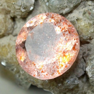 Natural Sunstone Zertifiziert, Facettiertes Lose Edelstein, 4 Karat Orange Stein