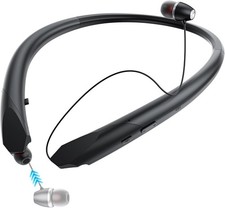 Neckband Bluetooth Headphones Retractable, Wireless Headset with Mic, IPX5 Sweat