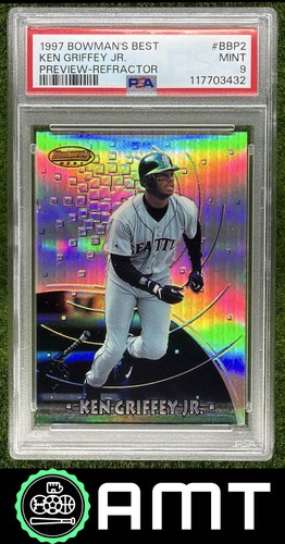 Ken Griffey Jr. PSA 9 1997 Bowman Bowman's Best Preview Refractor Mariners 3432