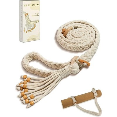 Eptusmey handgefertigte geflochtene Yogamattenriemen - verstellbar Makramee Träger/Halter