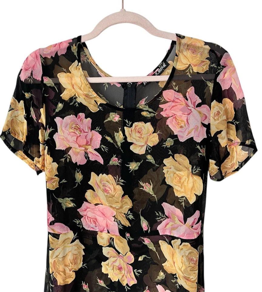 Vestido Vintage Betsey Johnson Y2K Floral Transparente Pequeño Hecho en EE. UU. Foto 3 de 4