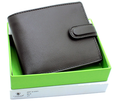  Designer Herren RFID-BLOCKIERUNG Reißverschluss Münztasche Premium Leder Geldbörse 4003 schwarz