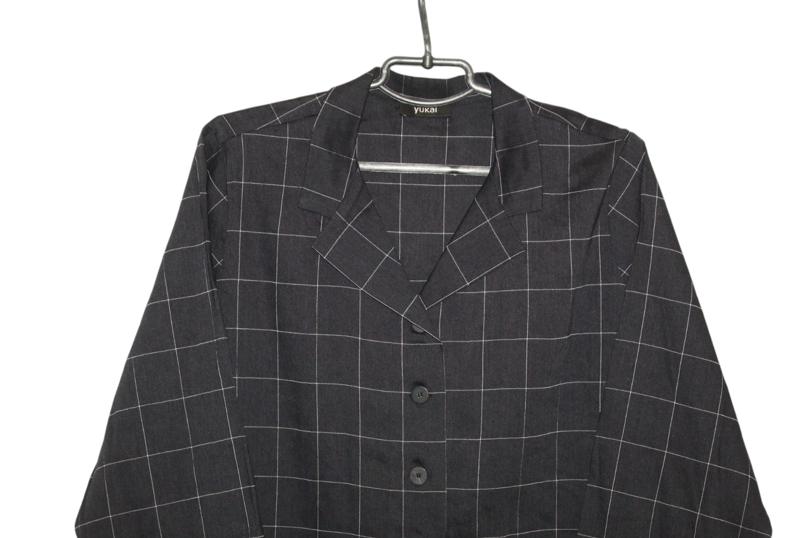 yukai avant-garde fashion women's windowpane linen blend jersey jacket